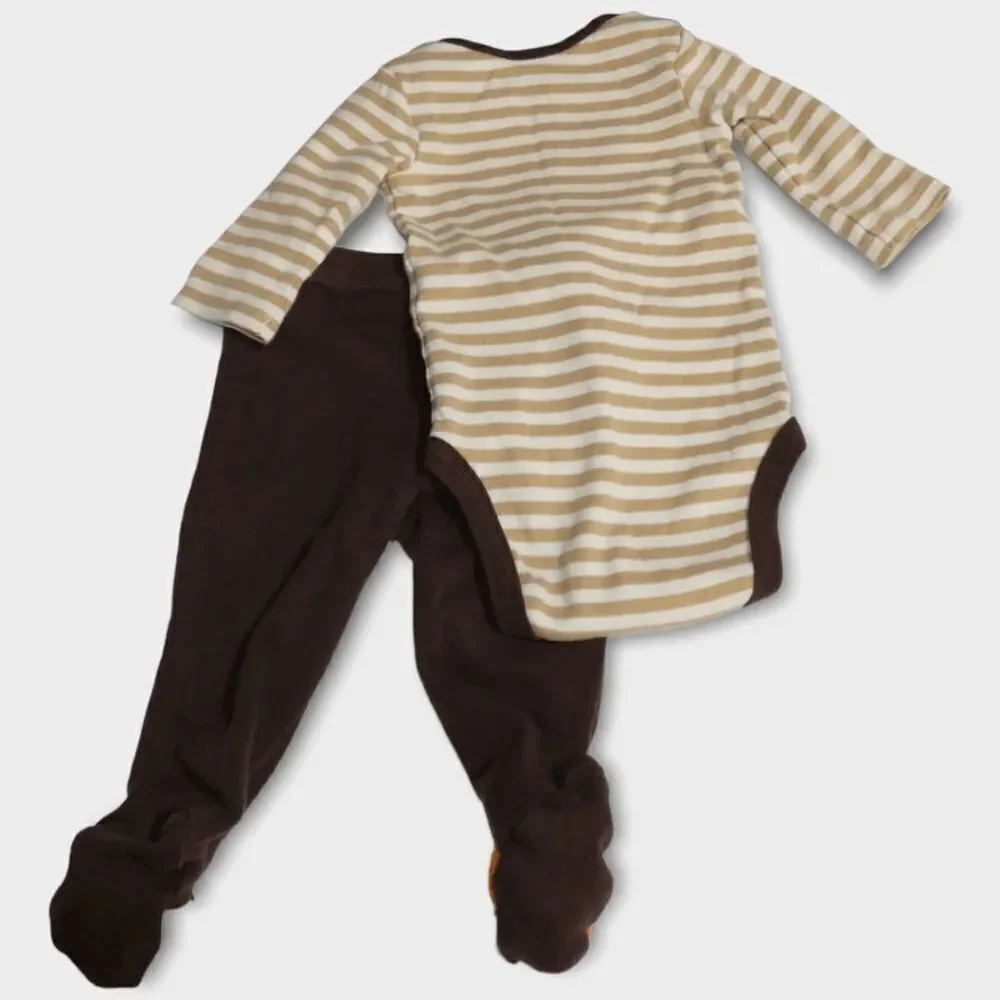 Carter's Thanksgiving Football Long Sleeve Cotton Outfit Set Size 3M